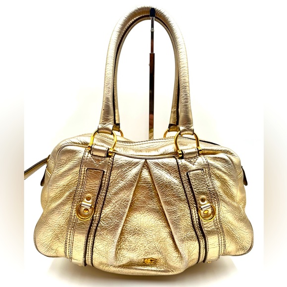 💯 BURBERRY Metallic Gold Satchel - Picture 16 of 16